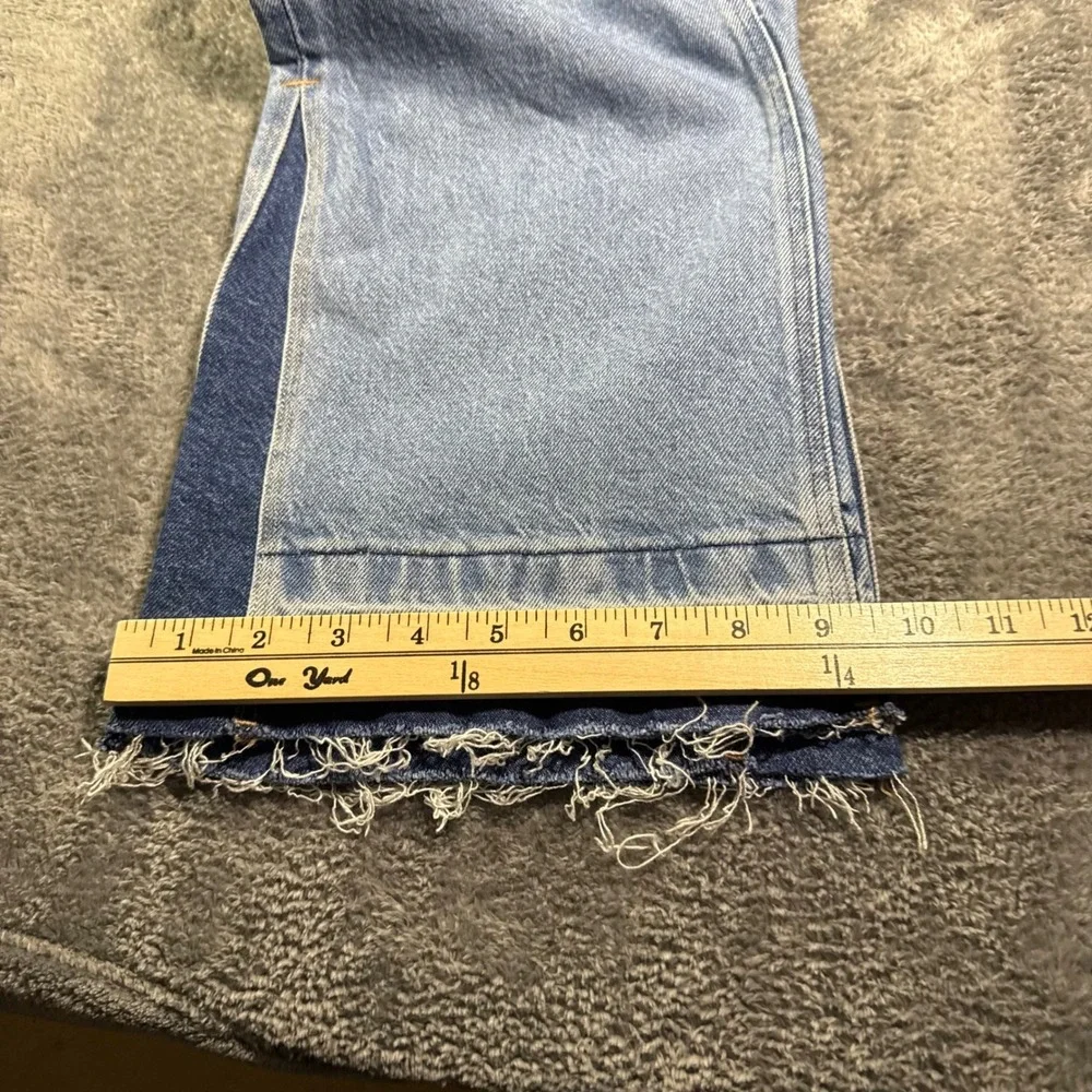 American Eagle 90s Low-Rise Skinny Kick Jeans Dream Blue Split Hem 18 34W NEW